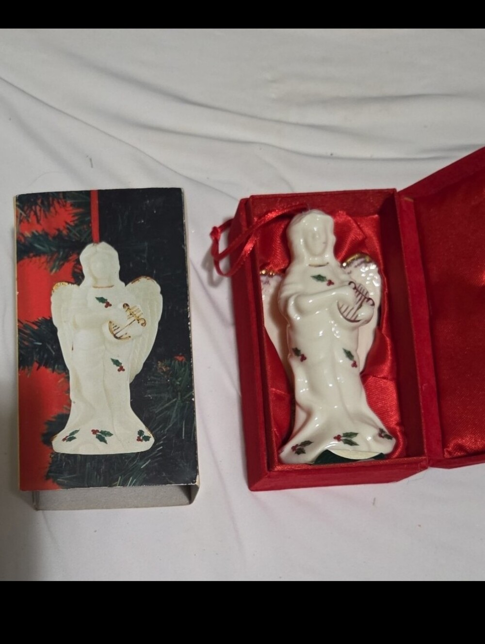 New Baum bros ivory gold musical angel Christmas ornament #33